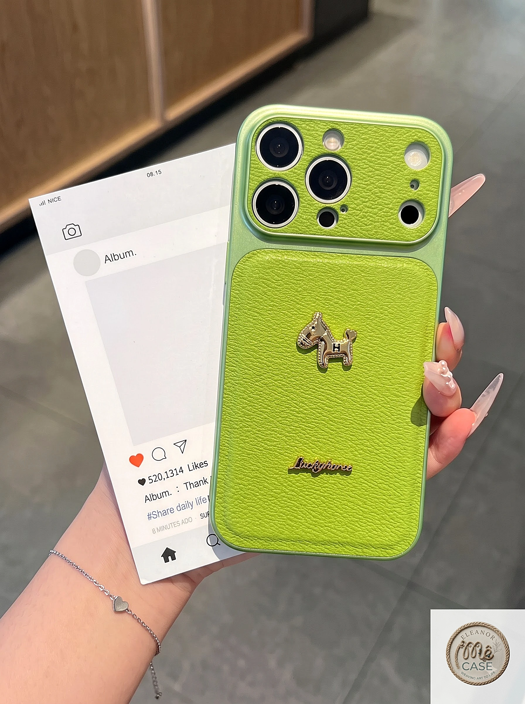 MÃ 97. Ốp Lưng Iphone_ Ốp Da Cao Cấp Độ Full Camera 17Promax - Mẫu Ngựa Nhỏ Chữ Luckyhorse