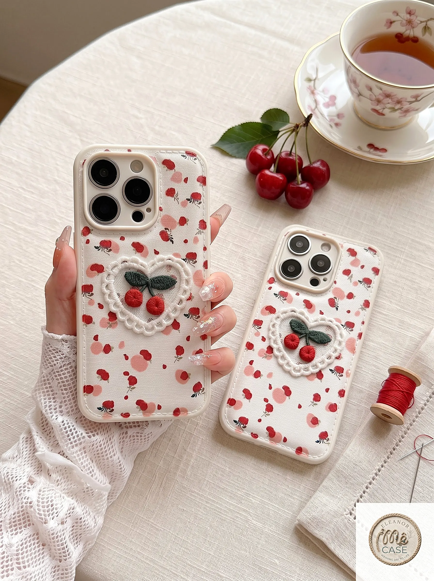 Ốp Lưng Iphone Trái Tim Cherry - Cherry Vintage Heart Xinh Yêu 😍🍒