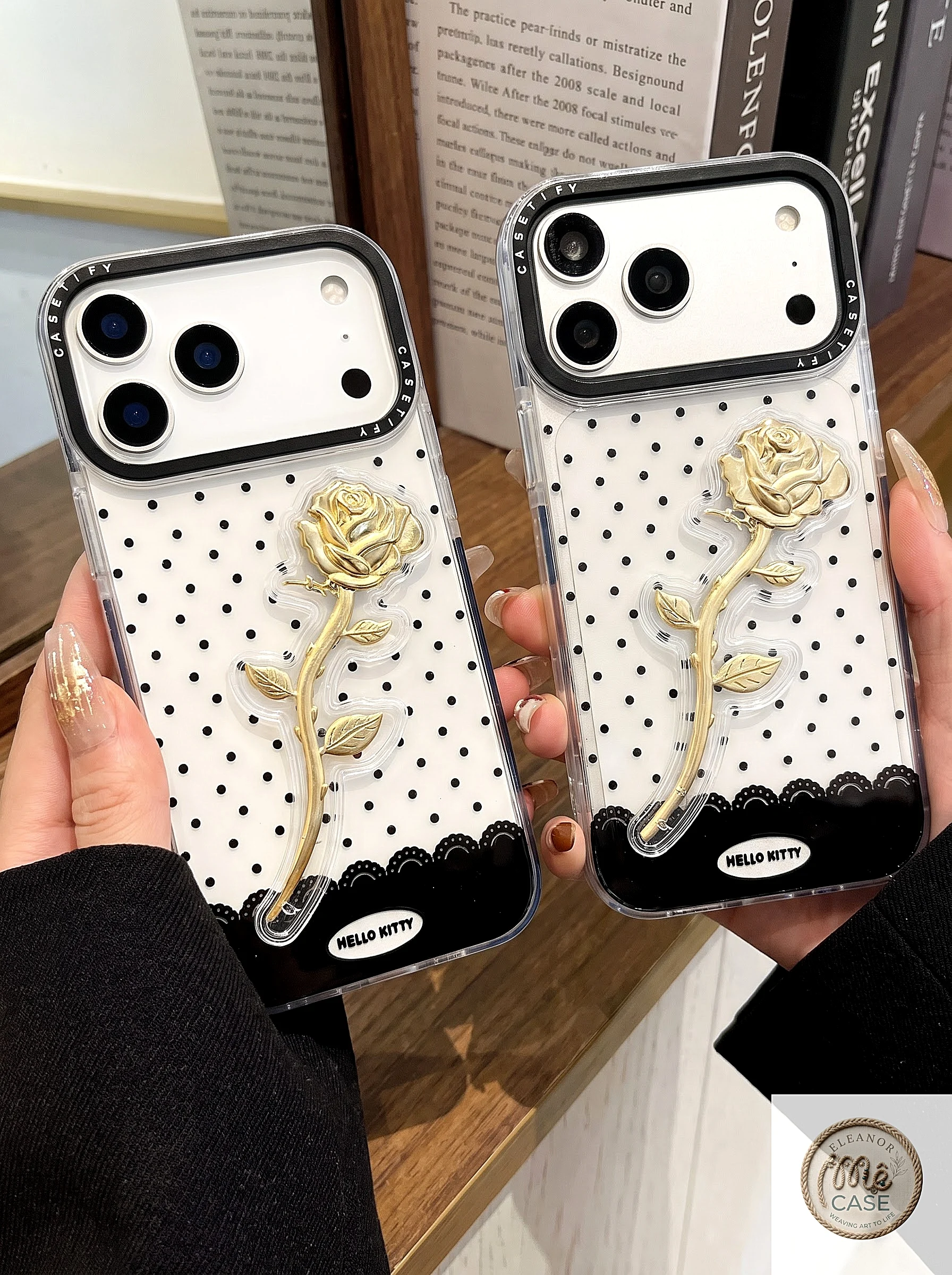 MÃ 121. 🌹ỐP LƯNG IPHONE CHARM NỔI 3D CHANH SẢ - Golden Touch Rose✨