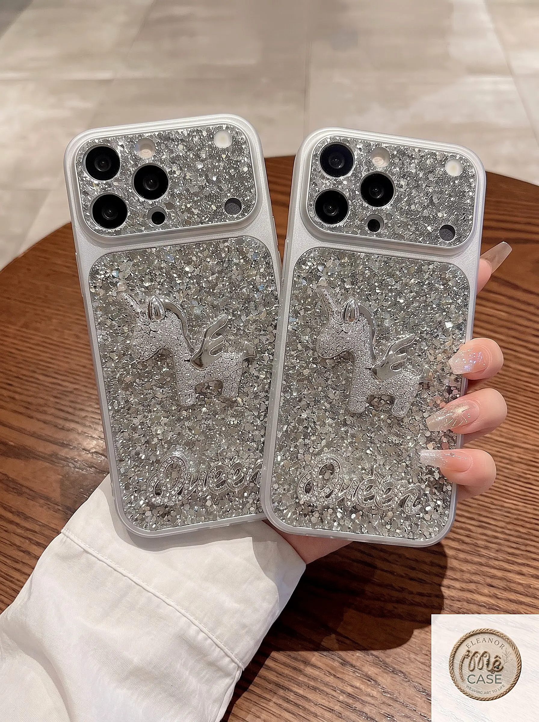 MÃ 108. Ốp Lưng iPhone Kim Tuyến Kỳ Lân 3D Sang Chảnh