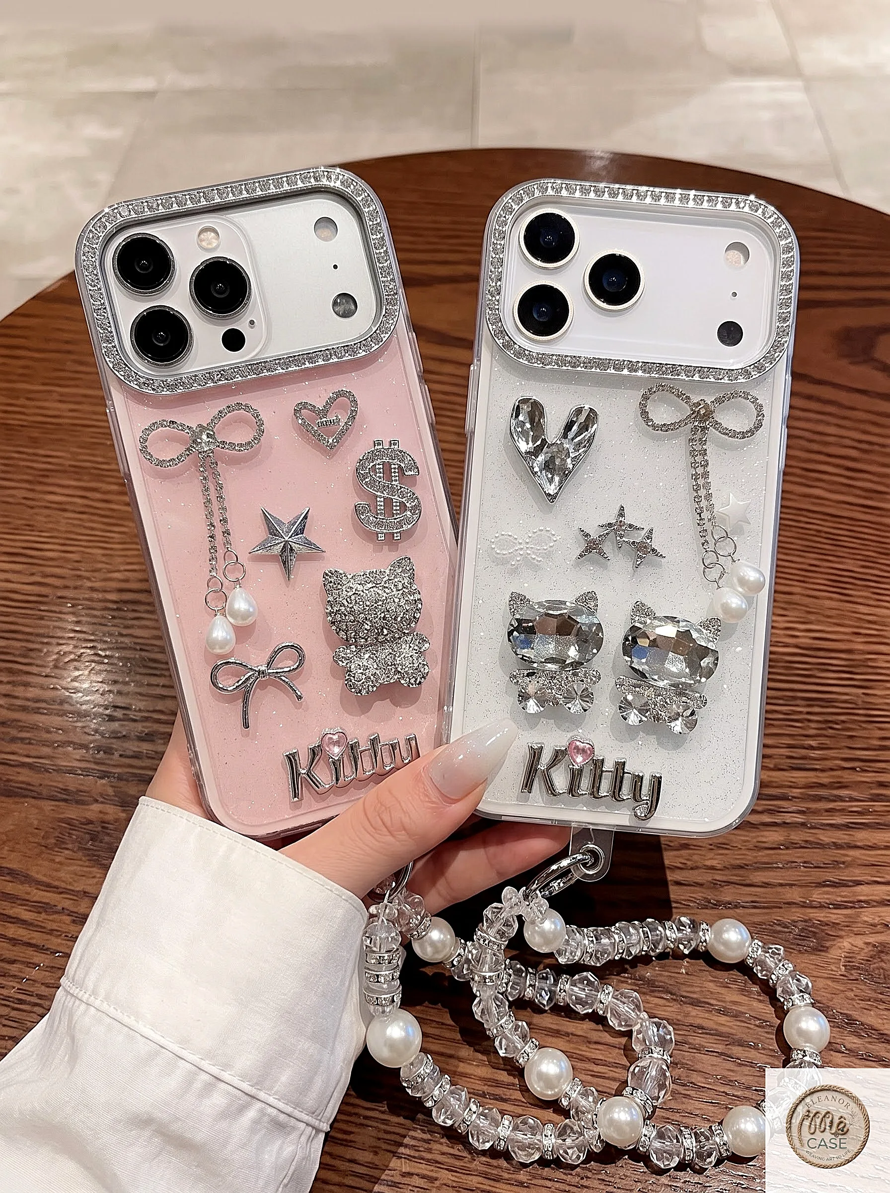 Ốp Lưng IPhone GLITTER QUEEN KITTY – Ốp Lưng Mèo Đính Đá Sang Trọng Có Dây Đeo
