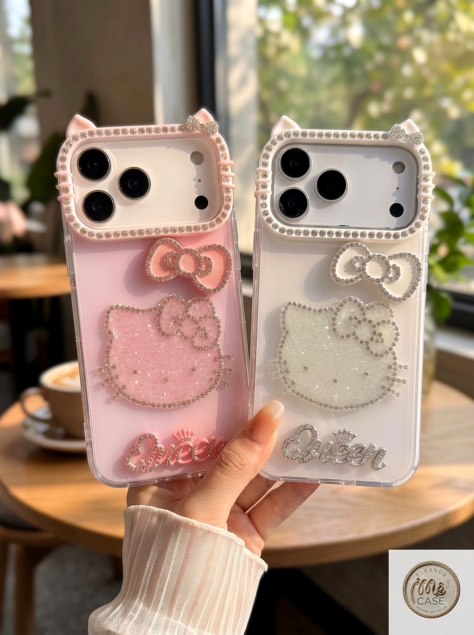 MÃ 75. Ốp Lưng Iphone Hello Kitty Đính Đá Chữ Queen