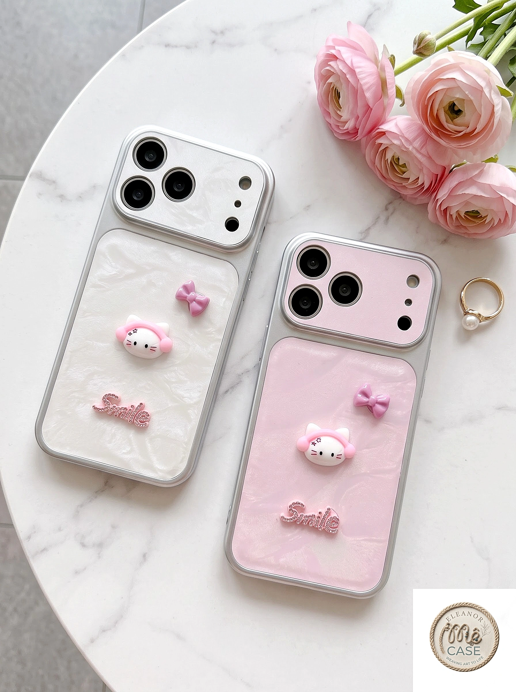 Ốp Lưng Iphone Hello Kitty Đính Charm 3D - Chống Sốc, Bảo Vệ Camera Toàn Diện