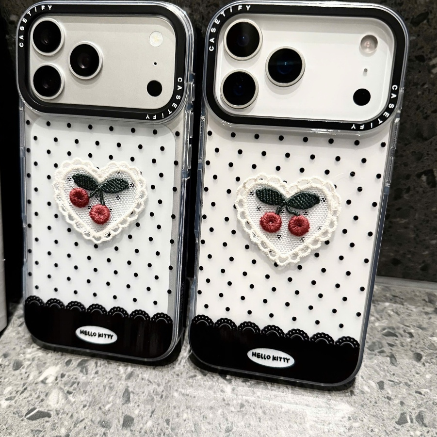 Ốp Lưng Iphone Little Cherry Polka Dot – Chấm Bi Vintage & Anh Đào Nhỏ🍒