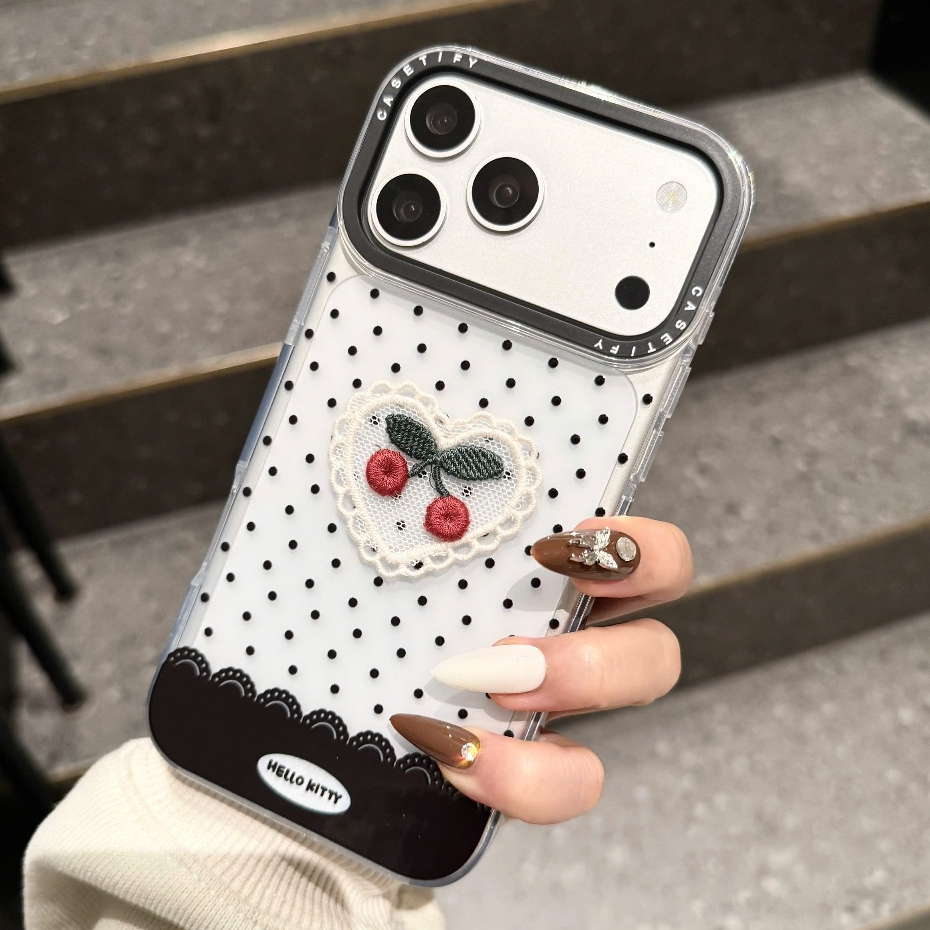 Ốp Lưng Iphone Little Cherry Polka Dot – Chấm Bi Vintage & Anh Đào Nhỏ🍒