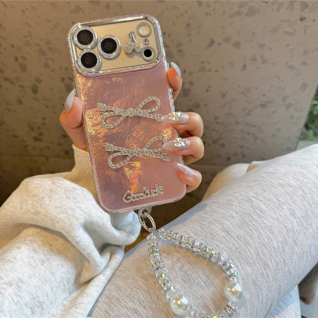 ỐP LƯNG IPHONE NƠ ĐÍNH ĐÁ LẤP LÁNH SANG CHẢNH CHO NÀNG ✨🎀-  LUXURY BLING BOW CASE + Dây