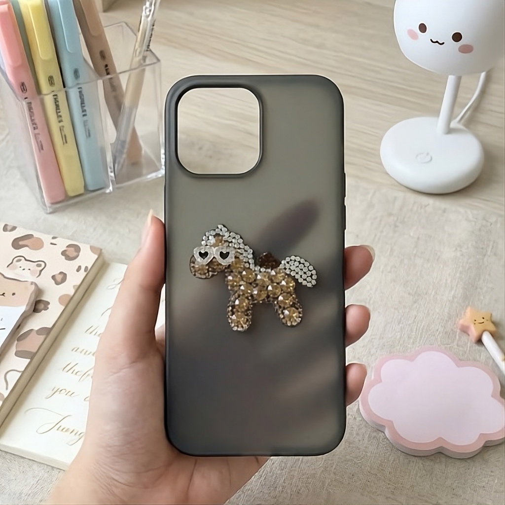 Ốp Lưng iPhone Đính Charm 3D Thủ Công - Series Ốp Nhám Mờ Cao Cấp