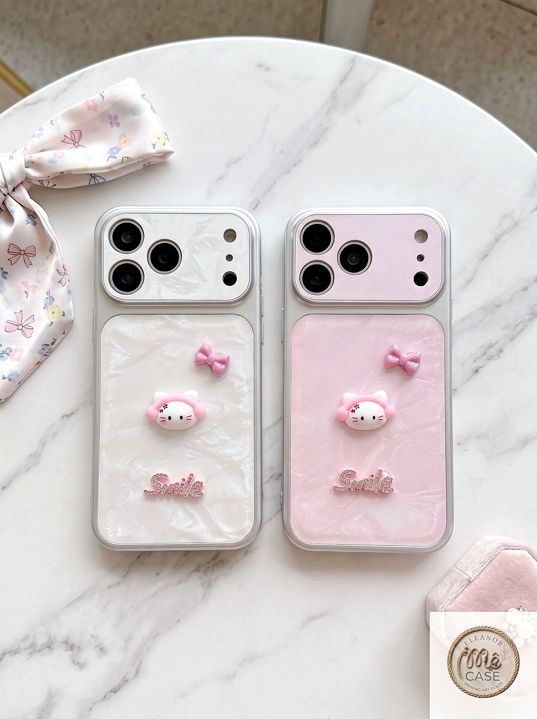 Ốp Lưng Iphone Hello Kitty Đính Charm 3D - Chống Sốc, Bảo Vệ Camera Toàn Diện