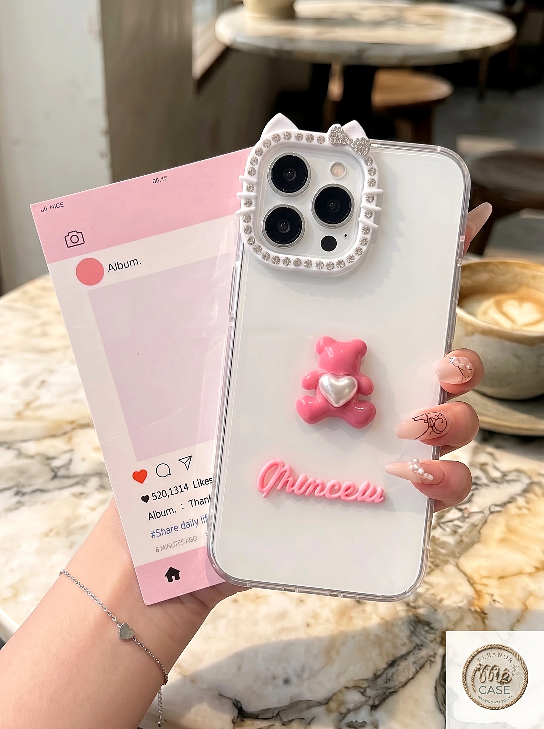 Ốp Lưng iPhone Bear Bow - Cute Phô Mai Que