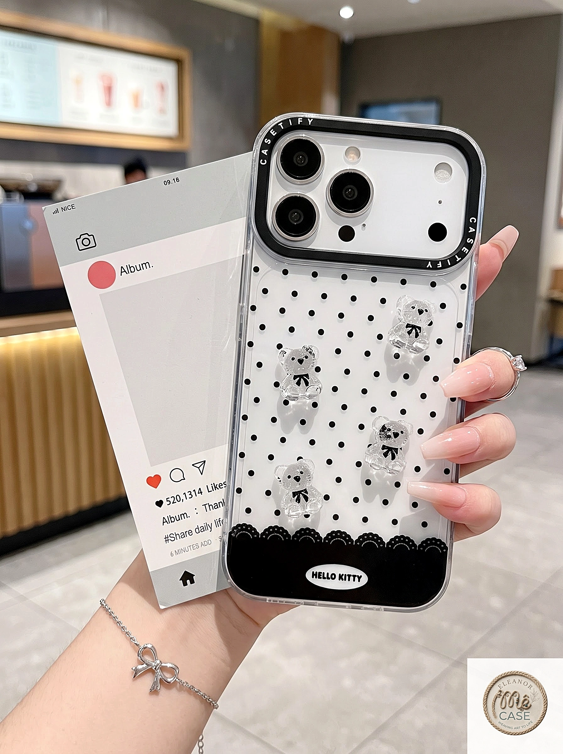 MÃ 110. 🖤 Ốp lưng iphone nữ hoàng pha lê chấm bi -  Crystal Queen Polka Case 👑