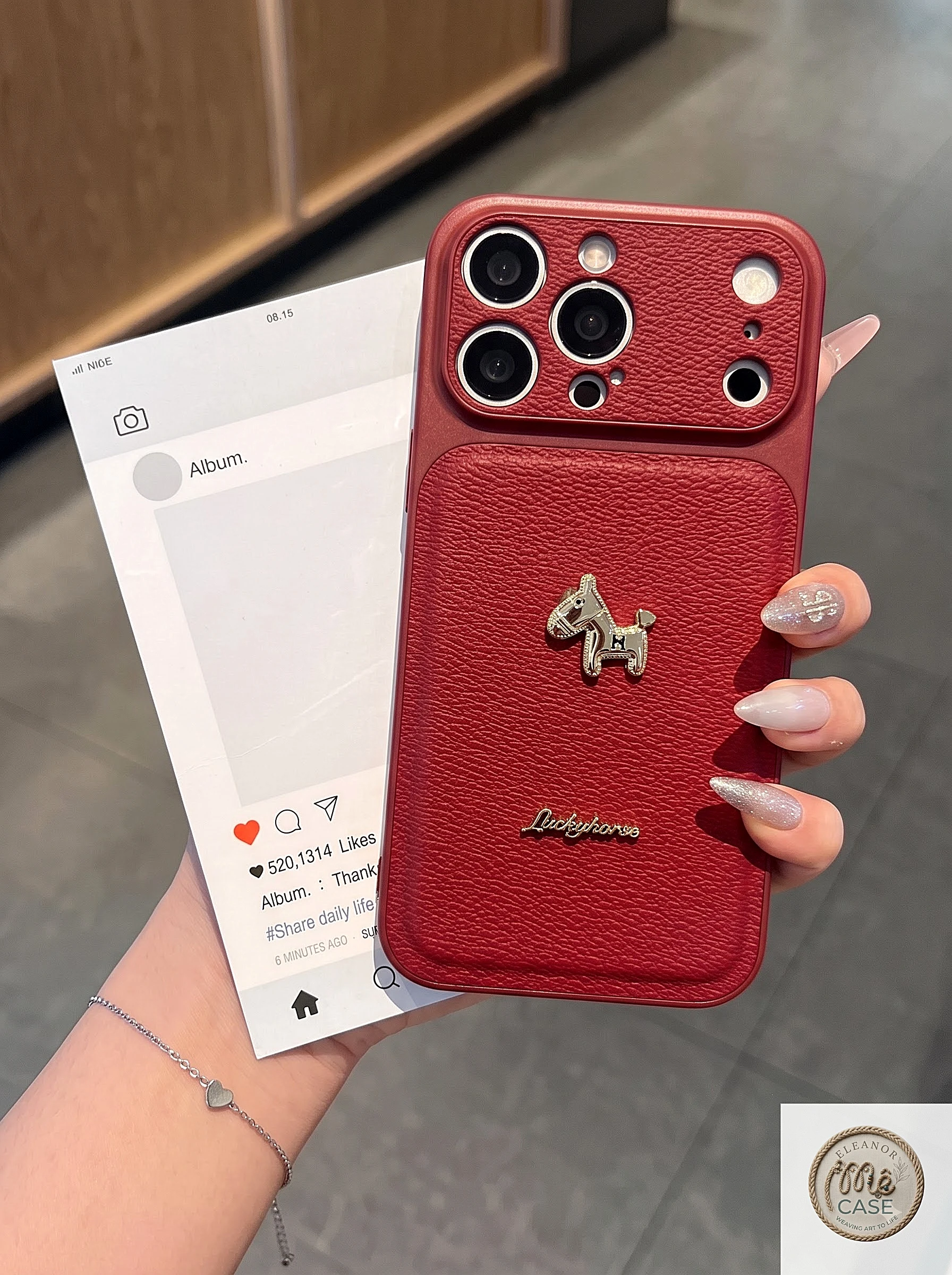 MÃ 97. Ốp Lưng Iphone_ Ốp Da Cao Cấp Độ Full Camera 17Promax - Mẫu Ngựa Nhỏ Chữ Luckyhorse