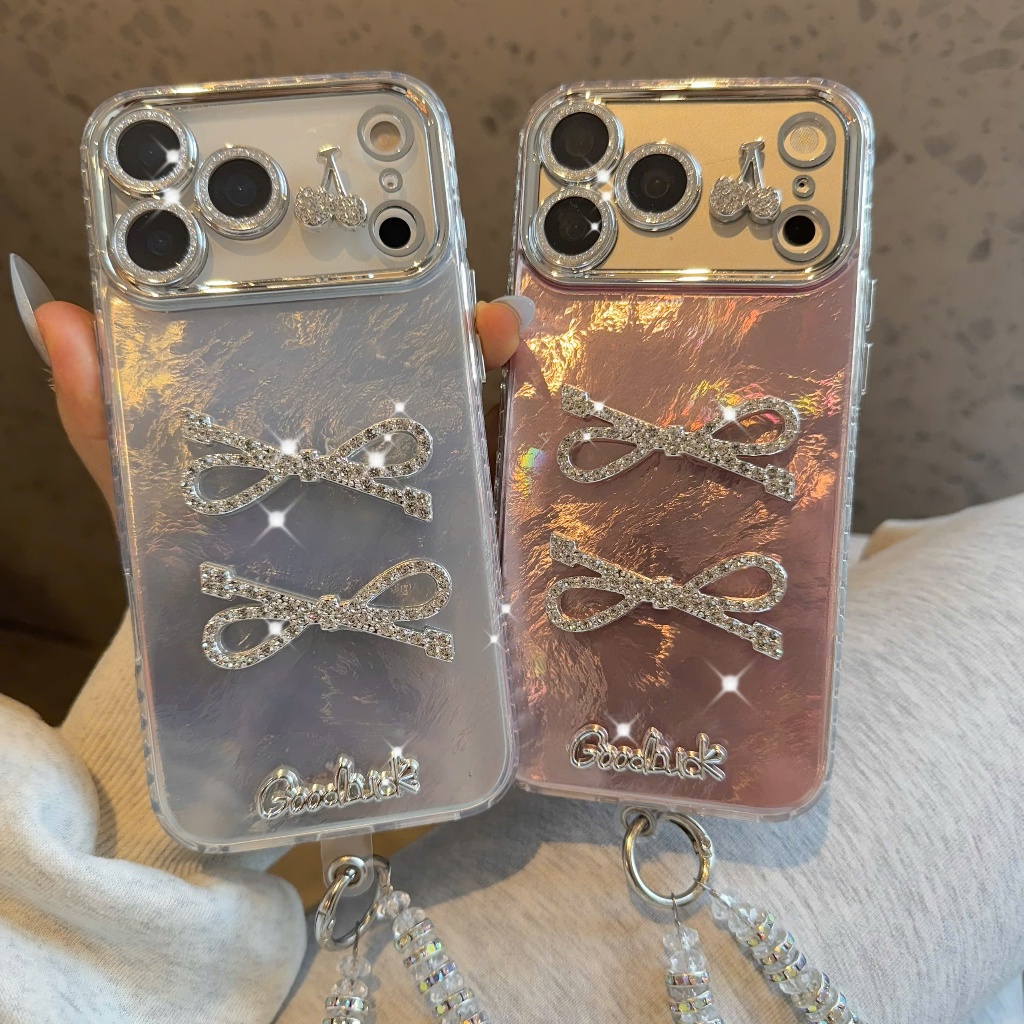 ỐP LƯNG IPHONE NƠ ĐÍNH ĐÁ LẤP LÁNH SANG CHẢNH CHO NÀNG ✨🎀-  LUXURY BLING BOW CASE + Dây