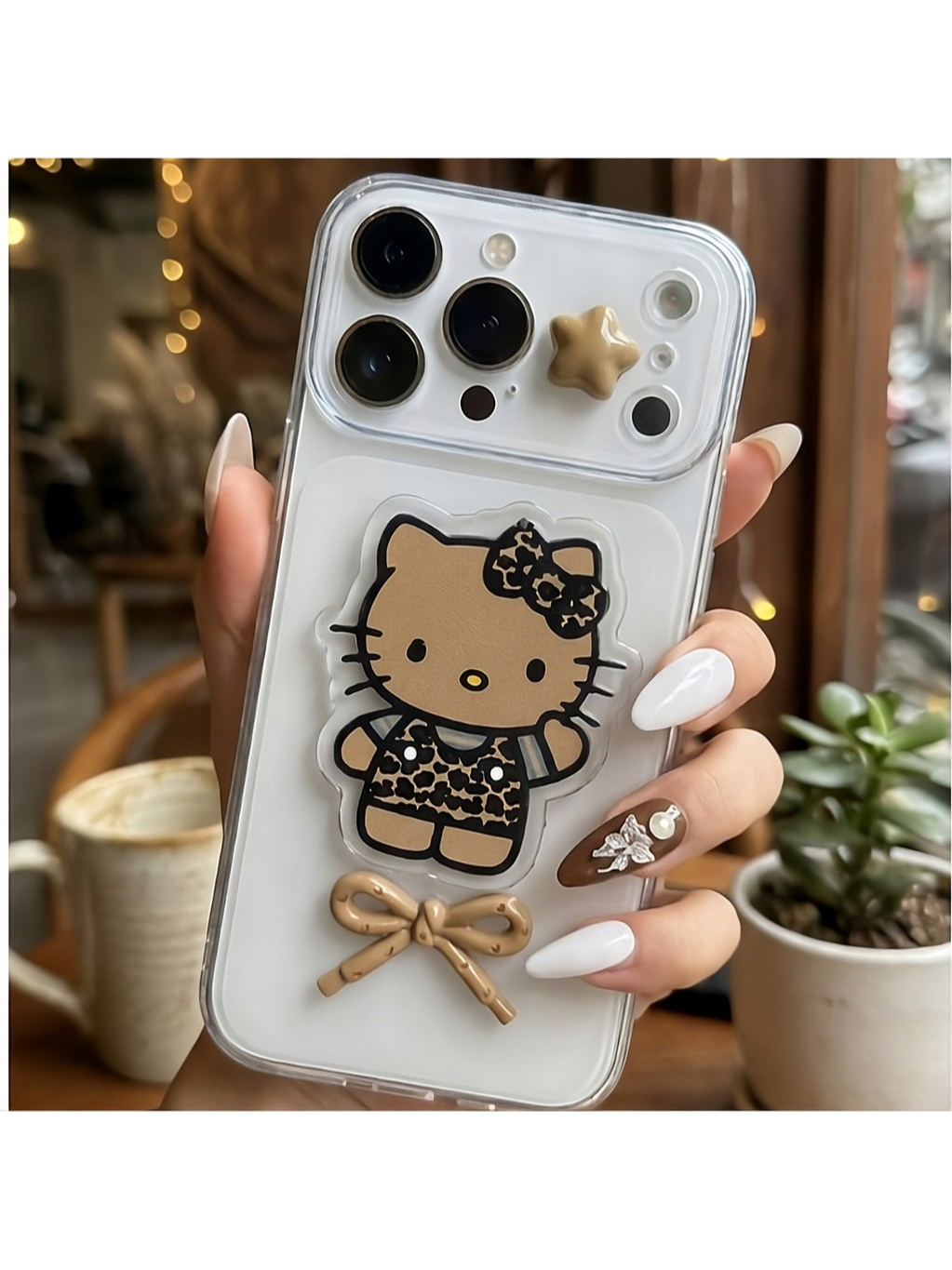 ỐP LƯNG IPHONE  MẪU MÈO KITTY  NÂU SIU XINHH