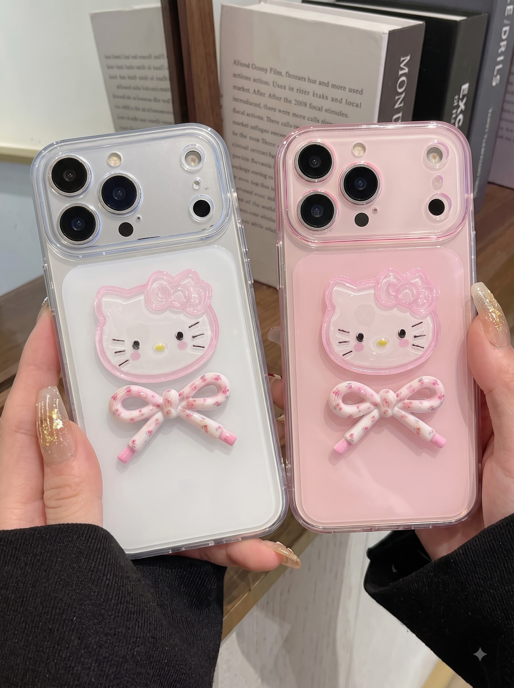Ốp Lưng Iphone Hello Kitty Kẹo Ngọt Nơ 3D – Viền Camera Chống Sốc