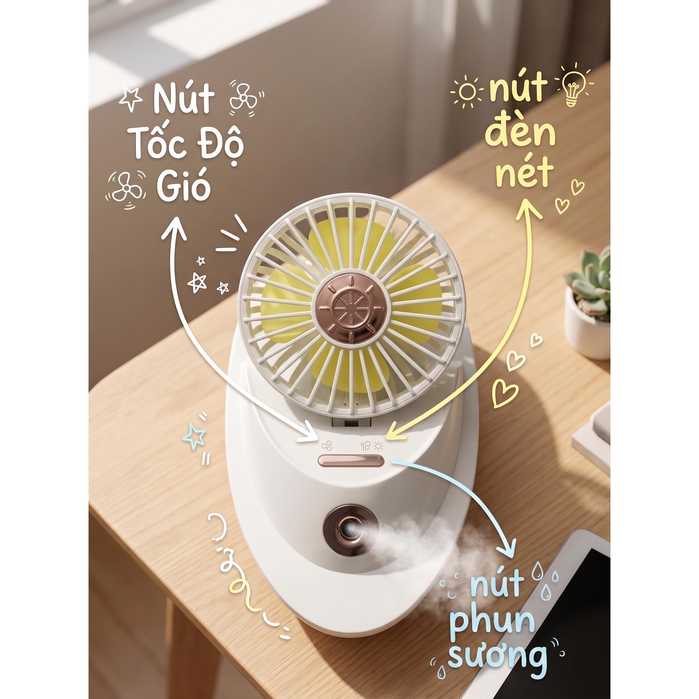 Quạt Phun Sương Mini Du Thuyền 4-in-1 _ Mê Case