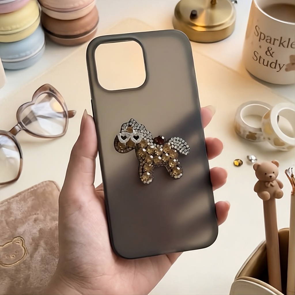 Ốp Lưng iPhone Đính Charm 3D Thủ Công - Series Ốp Nhám Mờ Cao Cấp