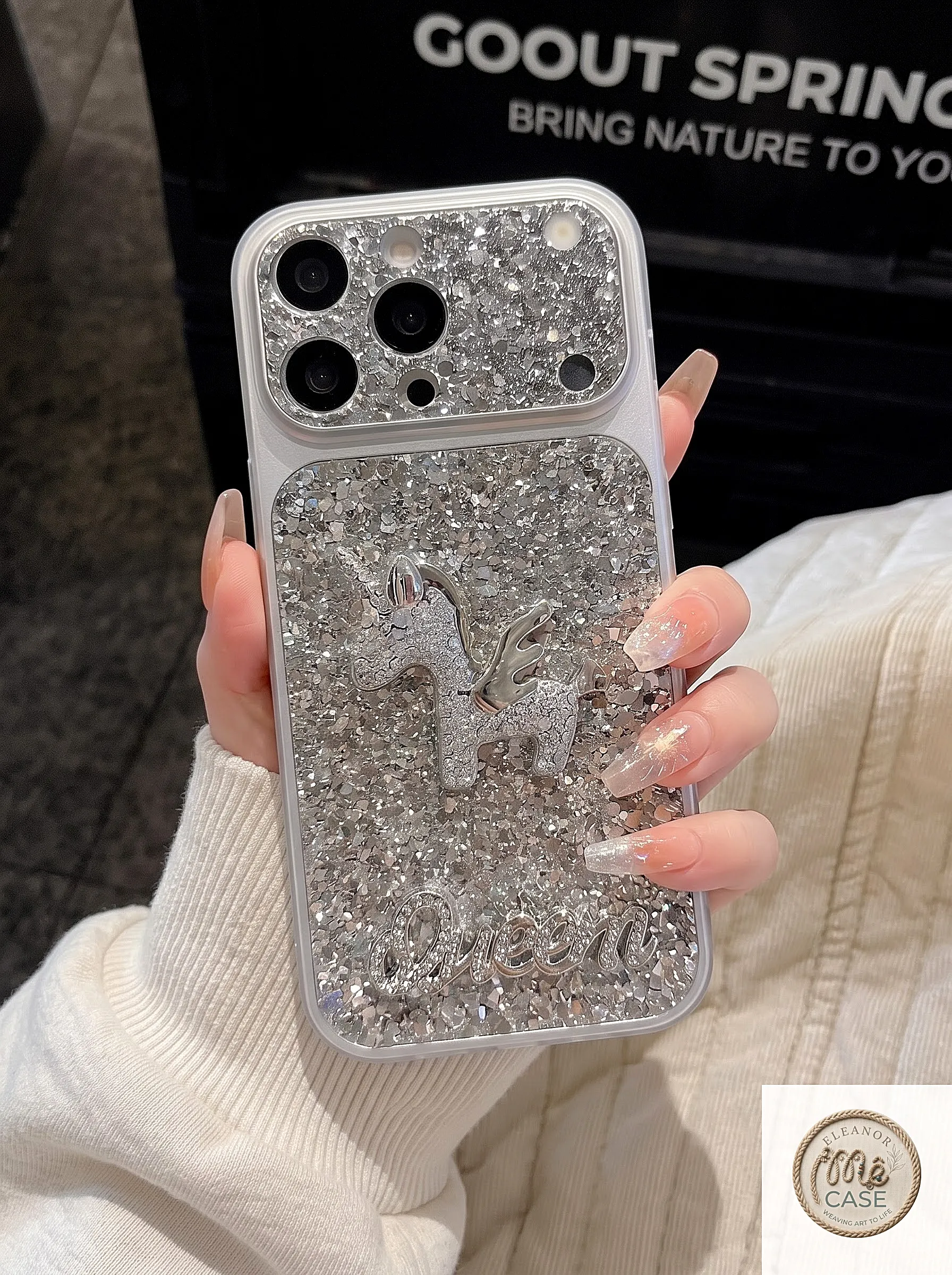 MÃ 108. Ốp Lưng iPhone Kim Tuyến Kỳ Lân 3D Sang Chảnh