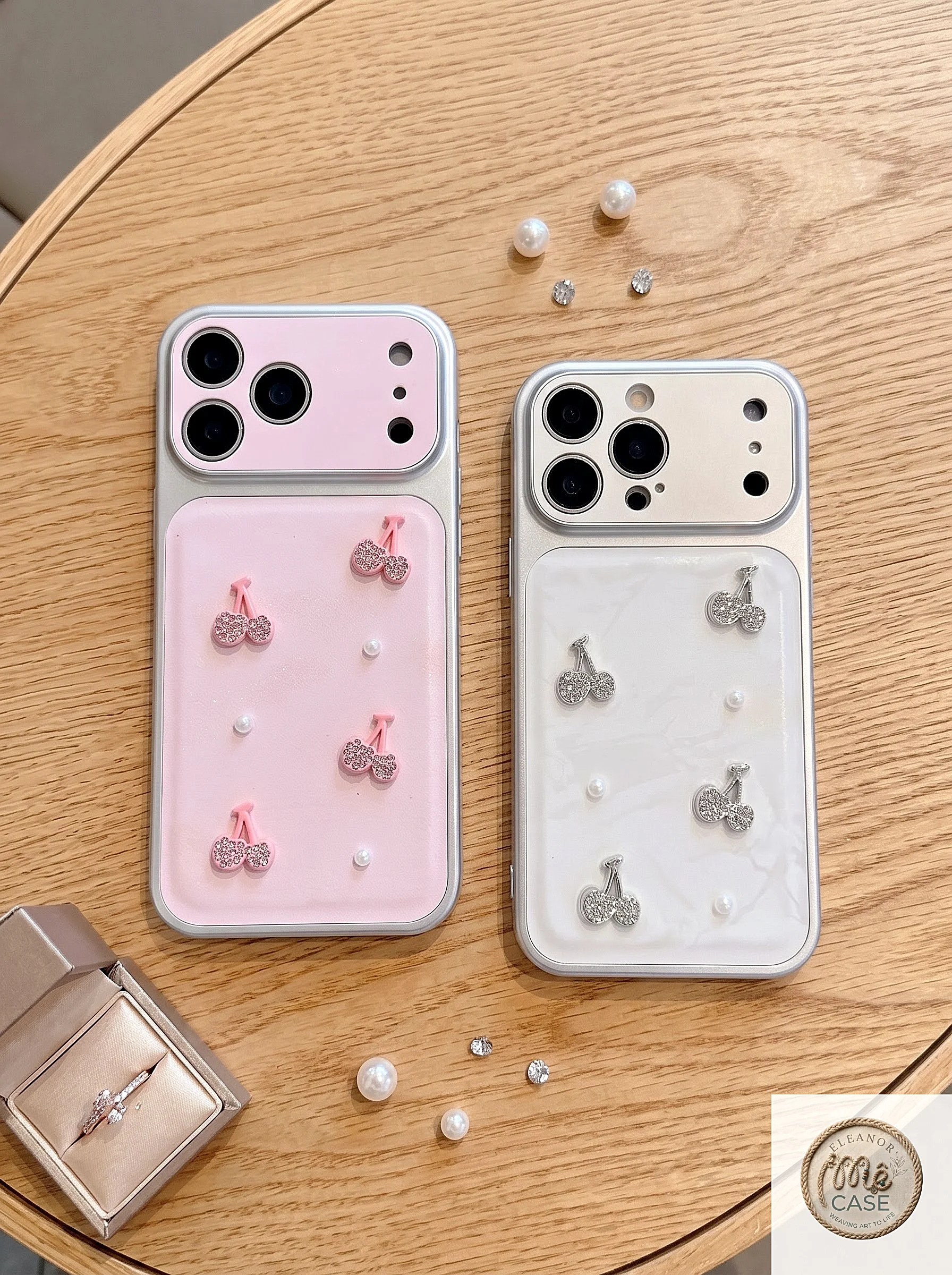 Ốp Lưng iPhone Đính Đá Cherry Lấp Lánh