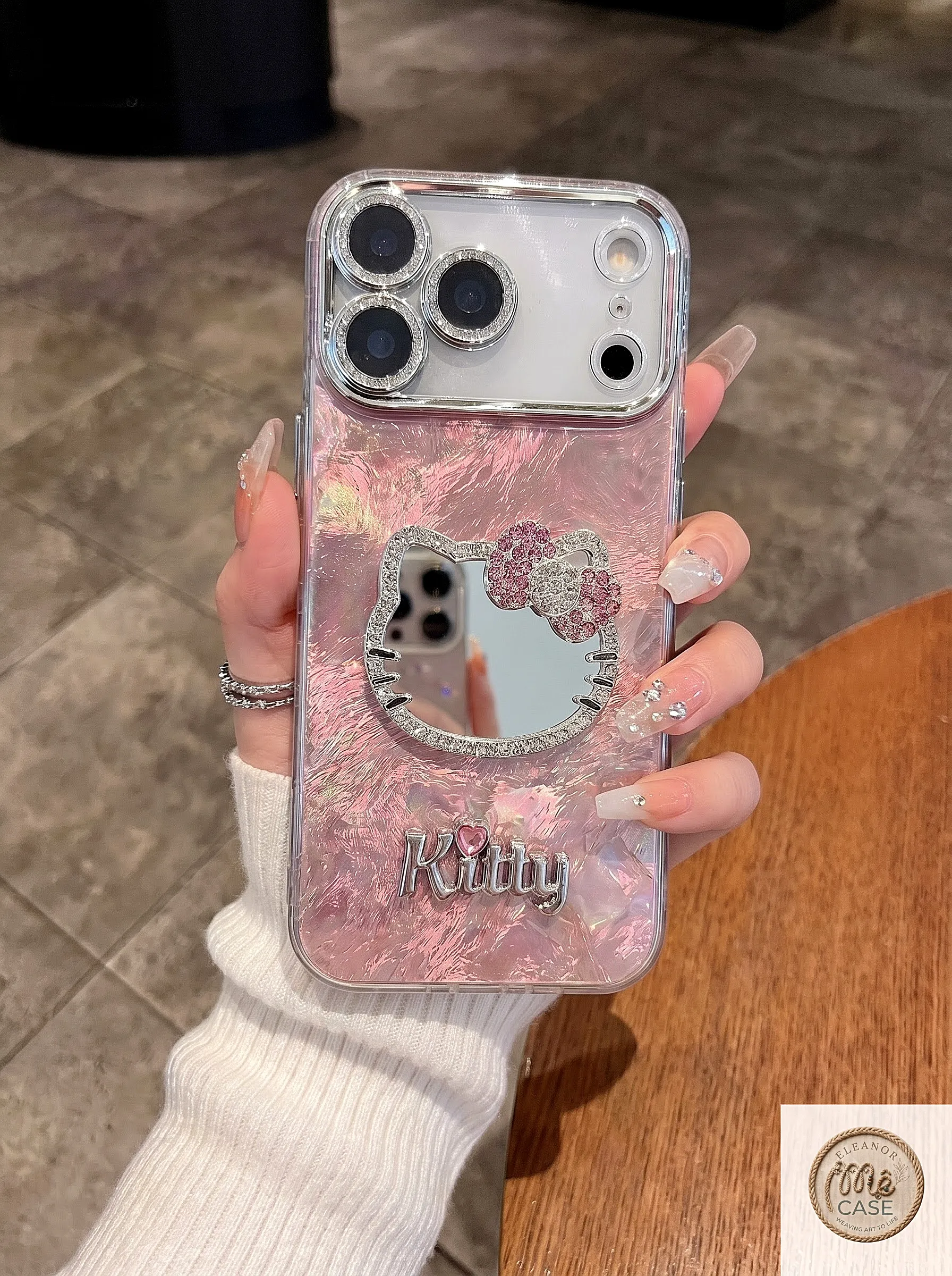 MÃ 117. Ốp Lưng Iphone Gương Kitty Sang Chảnh