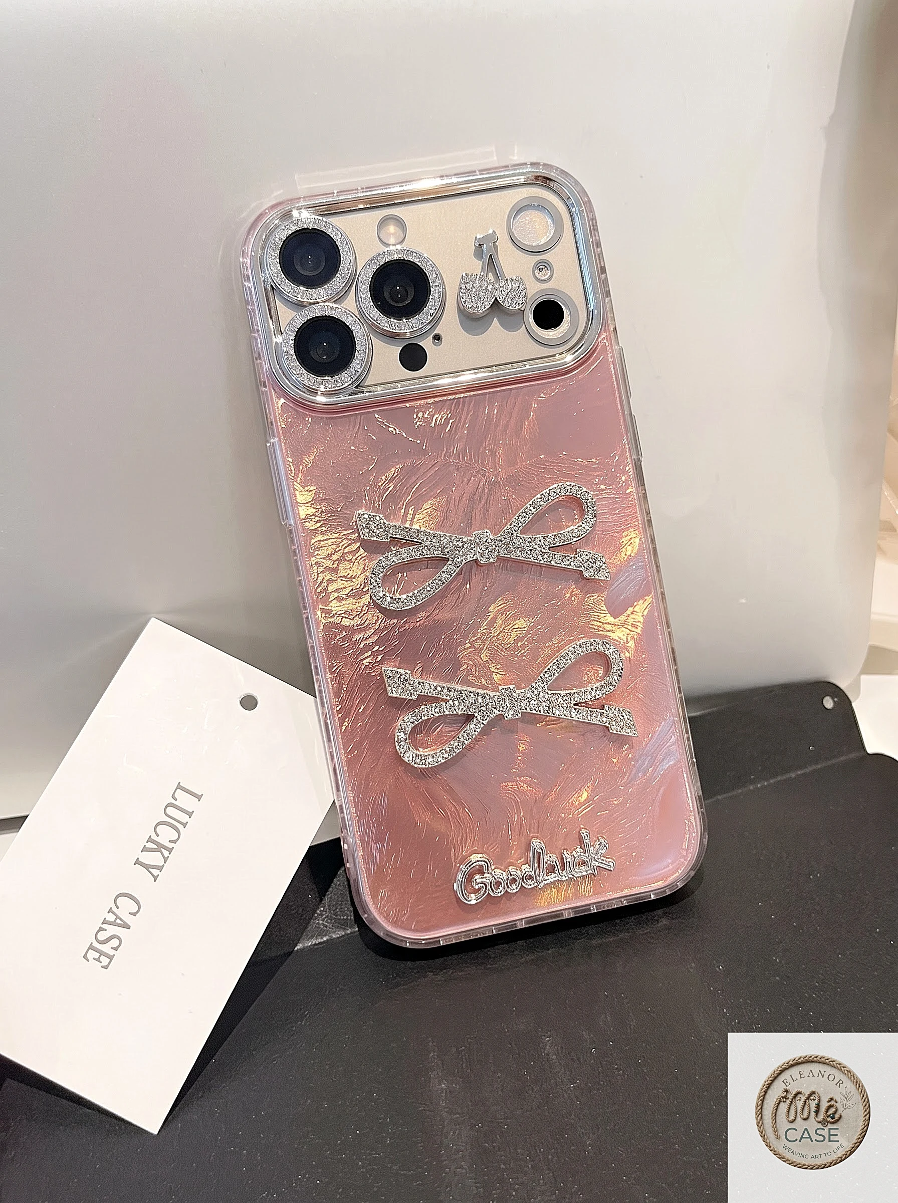 MÃ 69. ỐP LƯNG IPHONE NƠ ĐÍNH ĐÁ LẤP LÁNH SANG CHẢNH CHO NÀNG ✨🎀-  LUXURY BLING BOW CASE + Dây