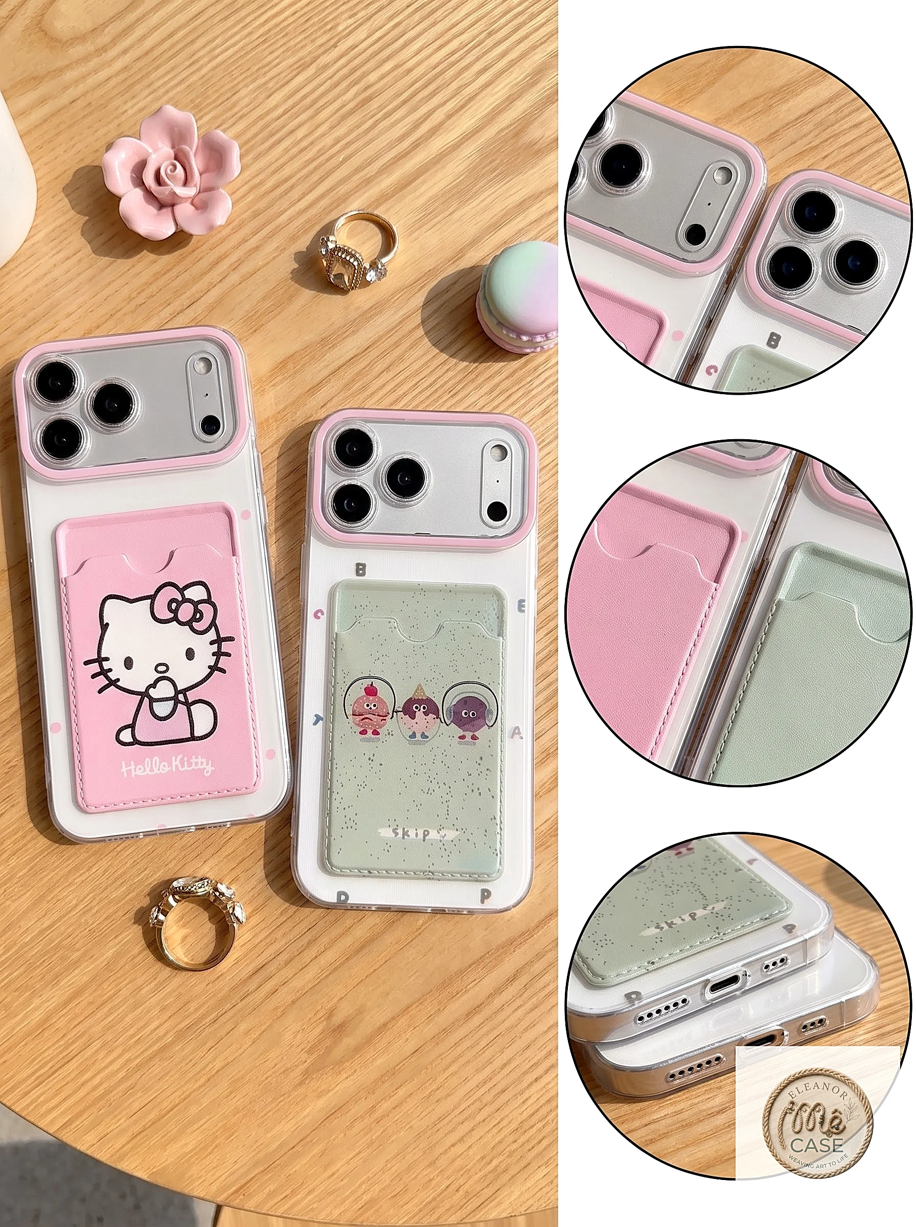 Ốp Lưng Cute Card Holder – Ốp Lưng Kèm Ngăn Đựng Thẻ Trend 2026 (Tặng kèm 1 bộ charm)
