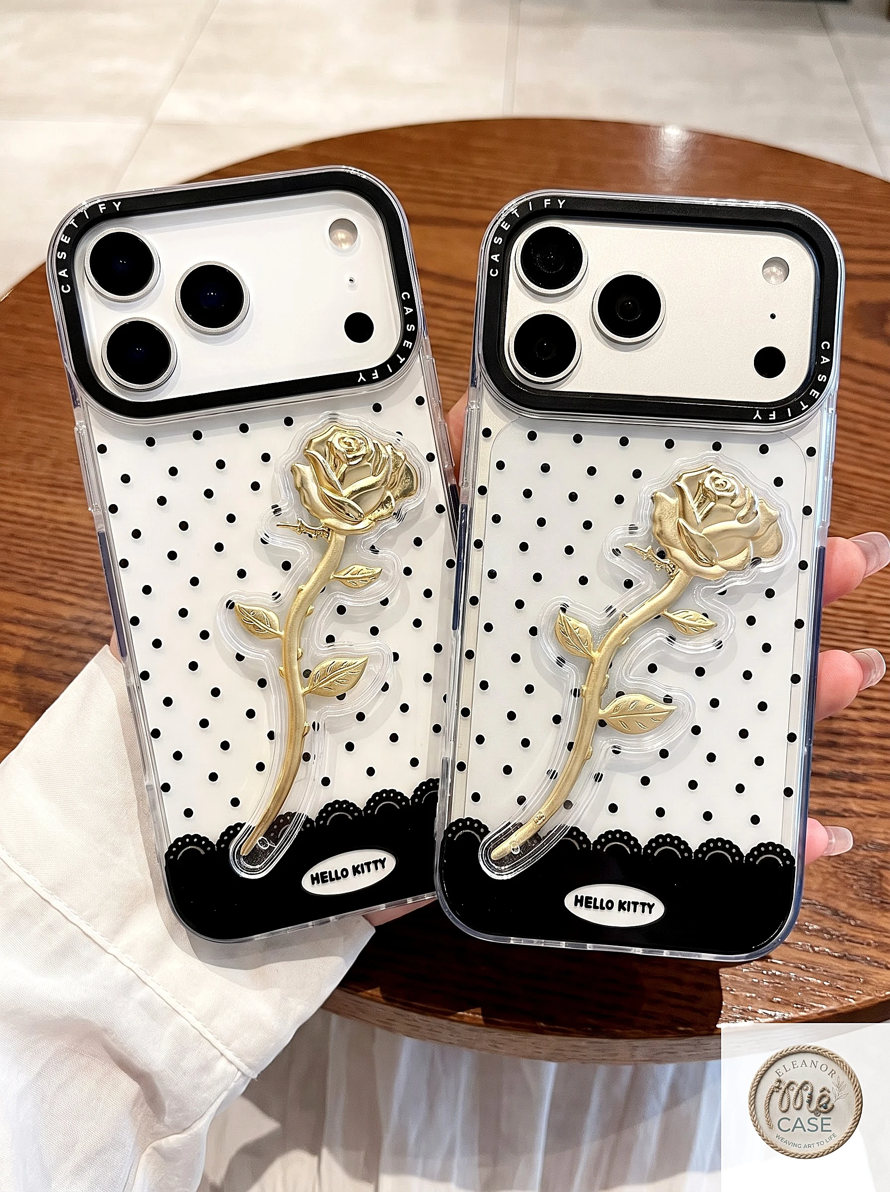 MÃ 121. 🌹ỐP LƯNG IPHONE CHARM NỔI 3D CHANH SẢ - Golden Touch Rose✨