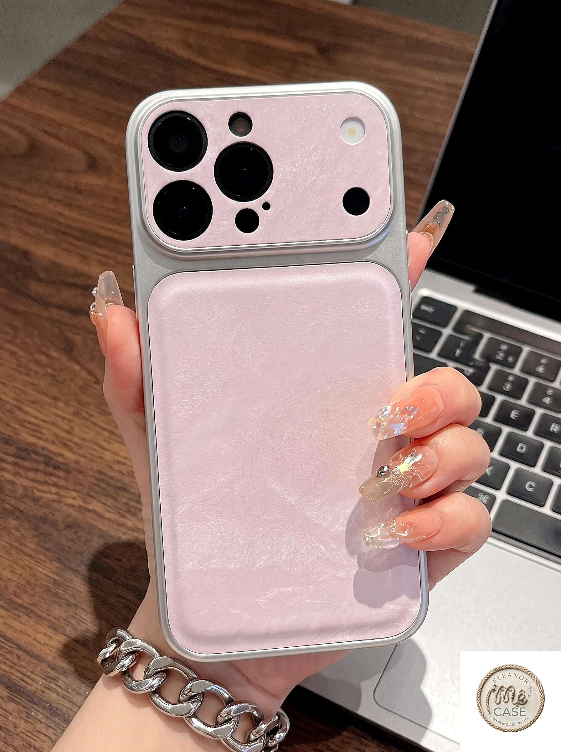 MÃ 50. Ốp Lưng Iphone Viền Thép Phối Da Cao Cấp