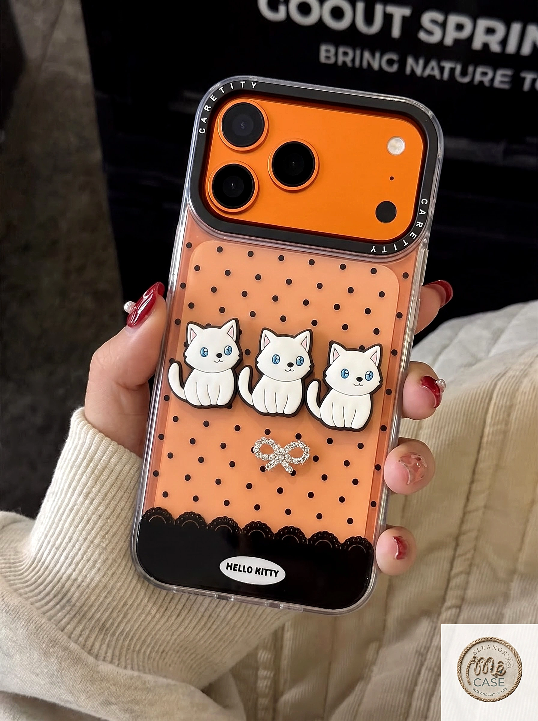 Ốp Lưng iPhone Bé Mèo Chấm Bi
