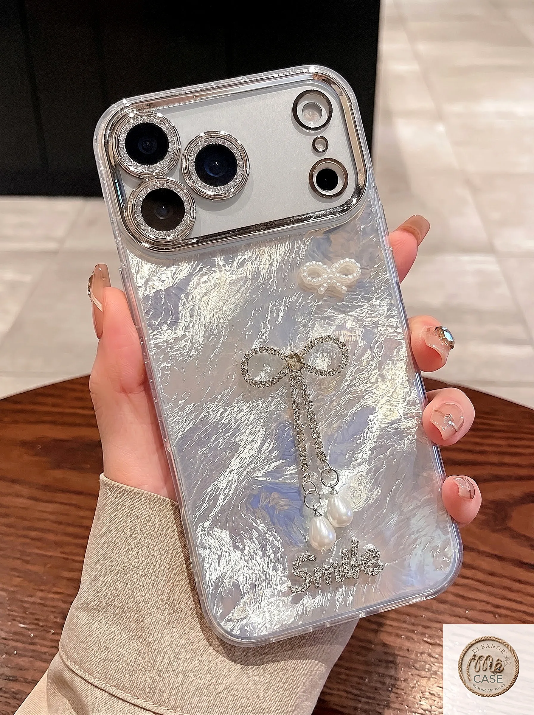 MÃ 62. Ốp Lưng Iphone  Nơ Ngọc Ánh Bạc Lấp Lánh - Sáng Mọi Lúc Mọi Nơi ✨