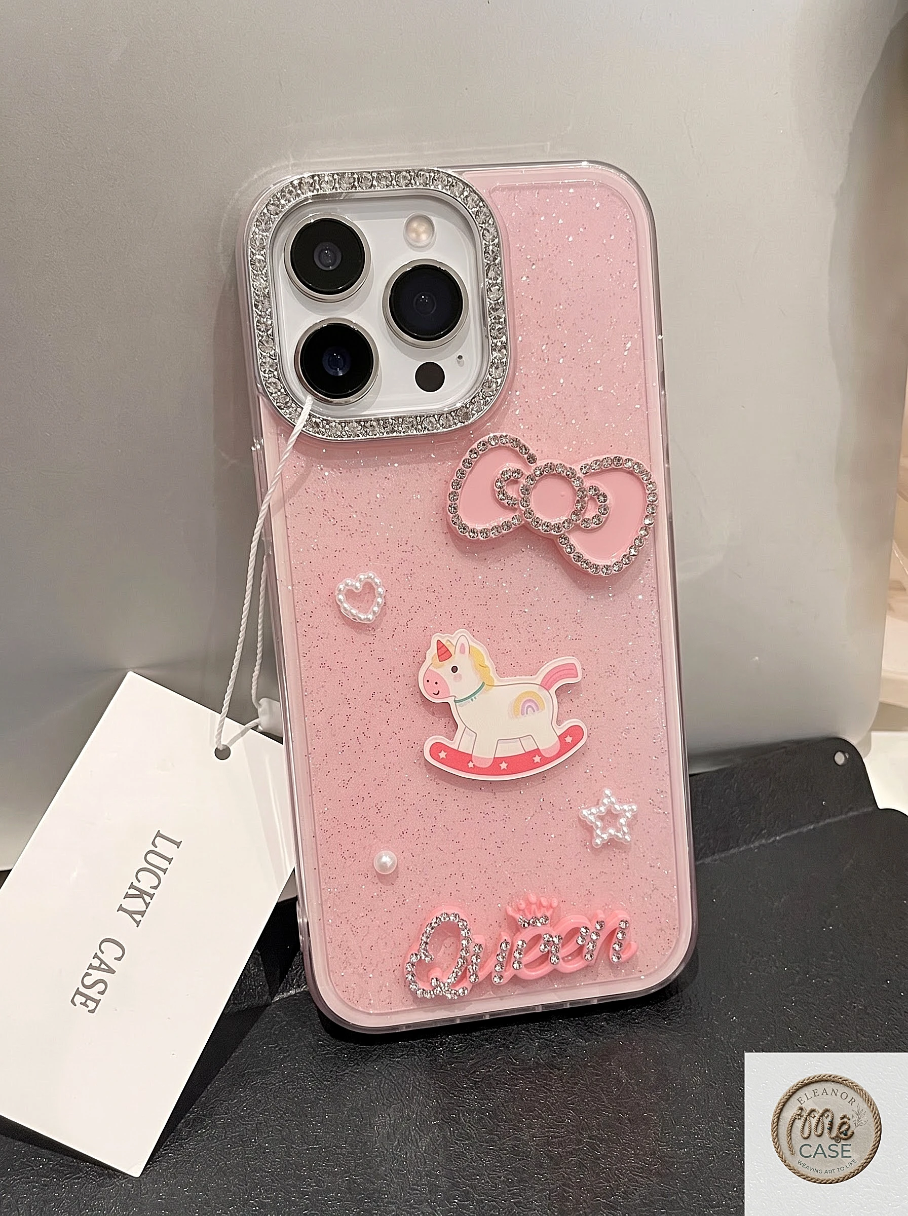 ỐP LƯNG IPHONE SWEET UNICORN QUEEN–LẤP LÁNH CÔNG CHÚA KÈM DÂY ĐEO NGỌC TRAI SANG TRỌNG 💖