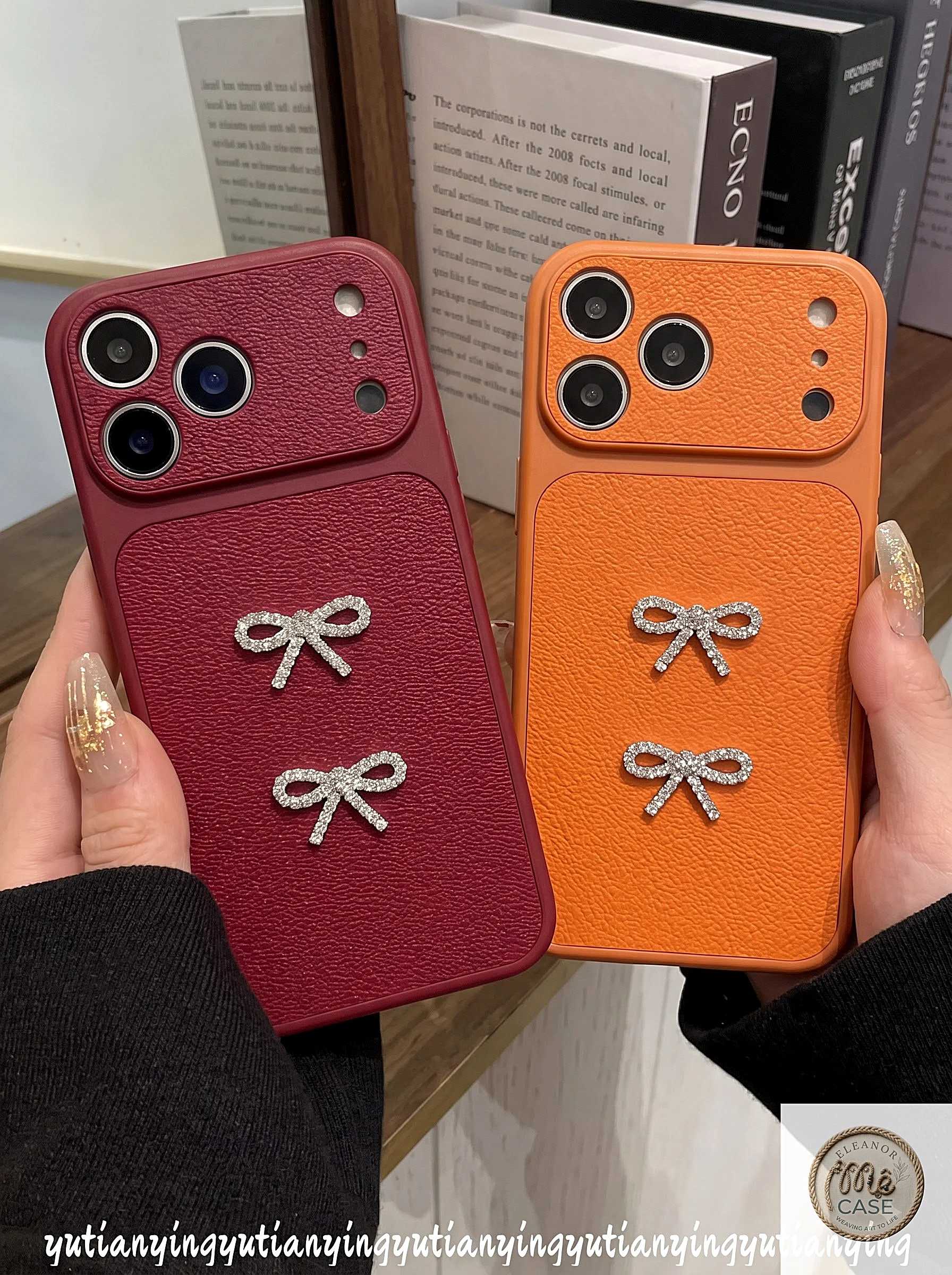 MÃ 105. Ốp Lưng Iphone_Ốp Da Đính Nơ Cao Cấp