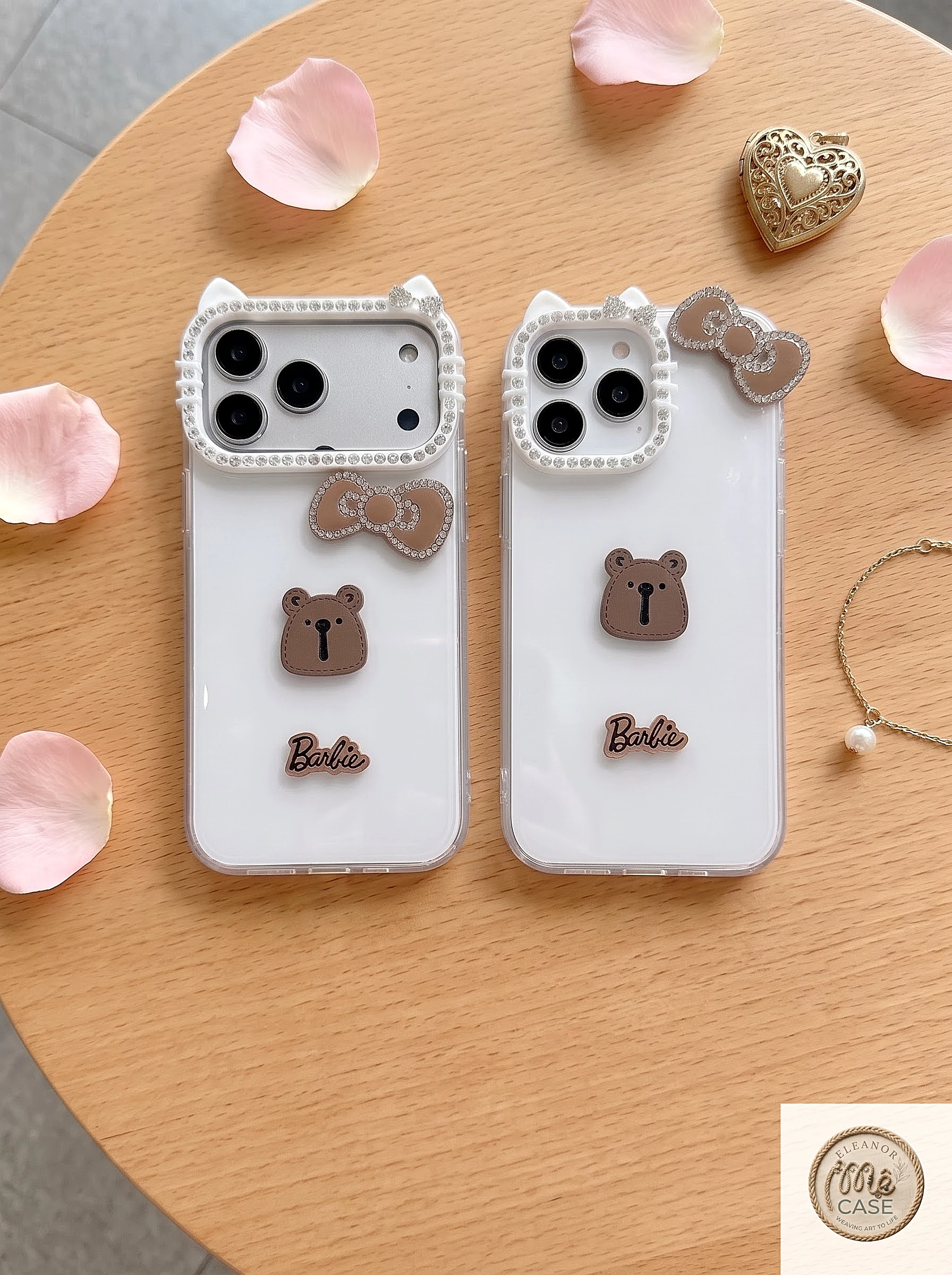 Ốp Lưng Iphone Handmade Coquette Gấu Nâu Nơ 3D