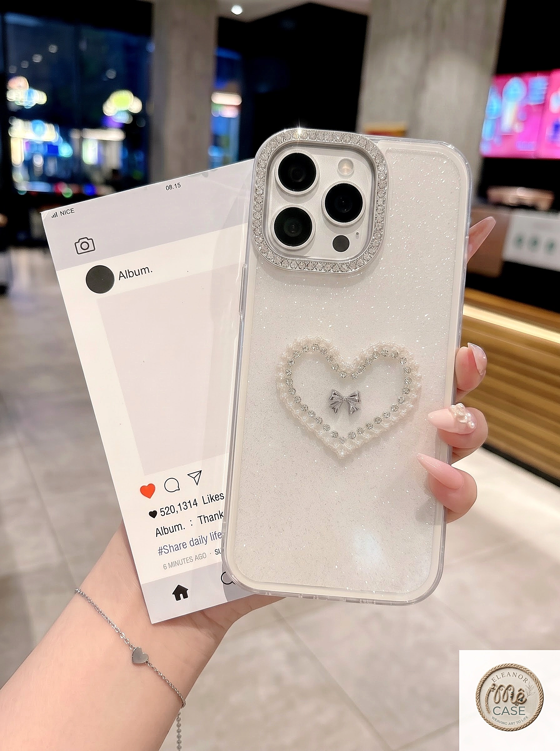 Ốp Lưng iPhone Nhũ Đính Đá 