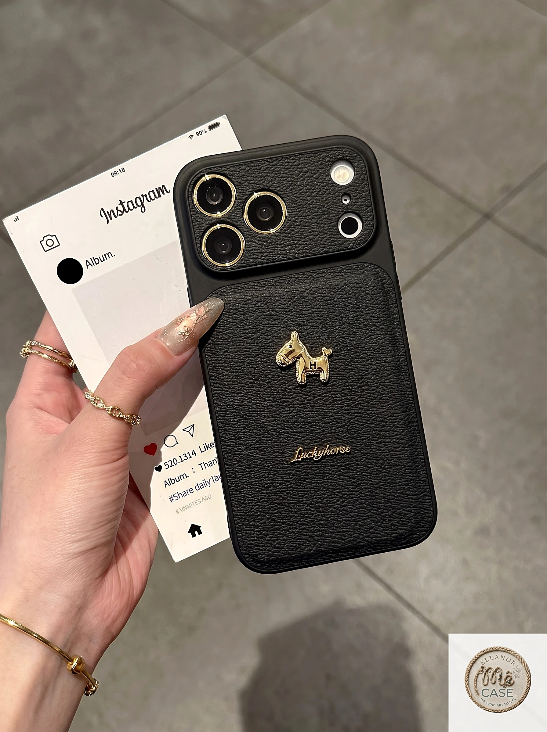 MÃ 97. Ốp Lưng Iphone_ Ốp Da Cao Cấp Độ Full Camera 17Promax - Mẫu Ngựa Nhỏ Chữ Luckyhorse