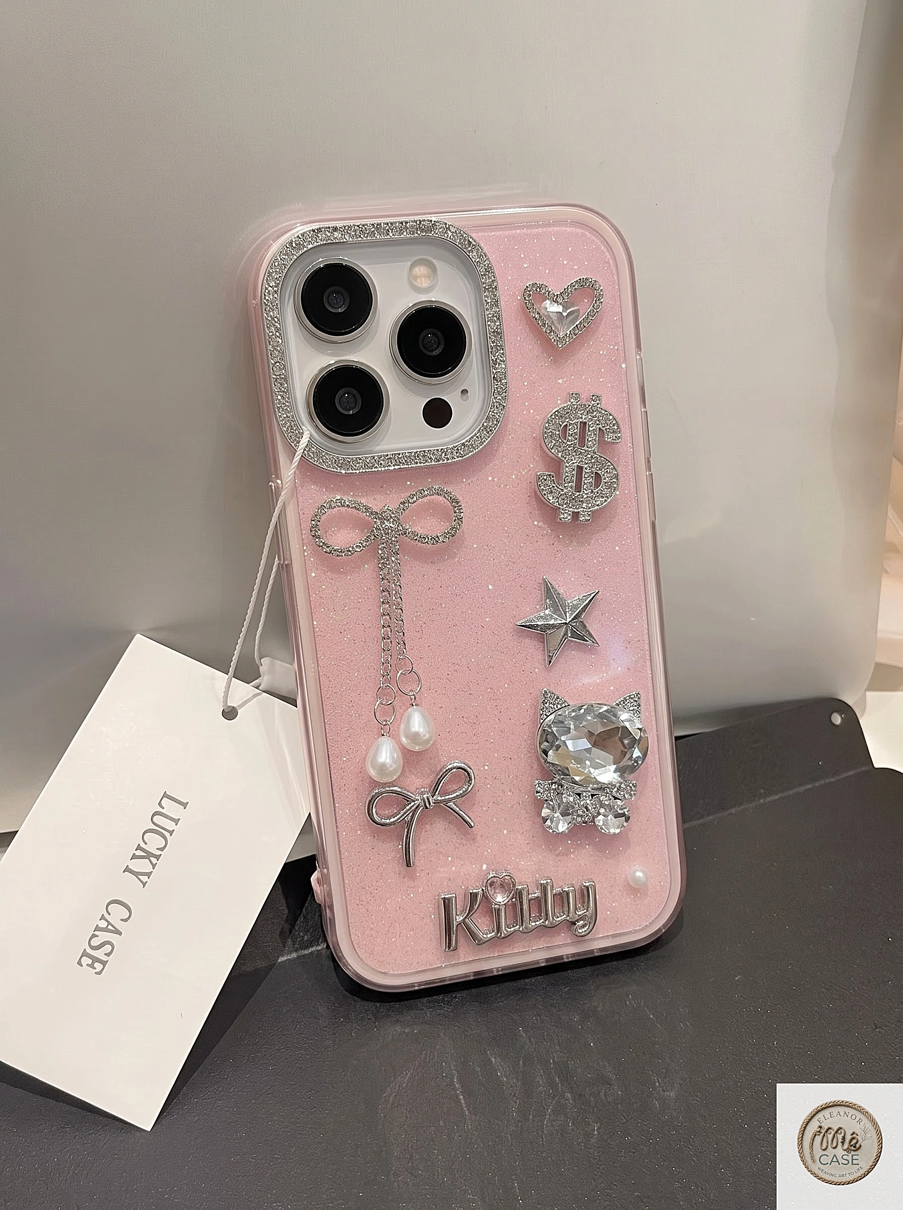 Ốp Lưng IPhone GLITTER QUEEN KITTY – Ốp Lưng Mèo Đính Đá Sang Trọng Có Dây Đeo