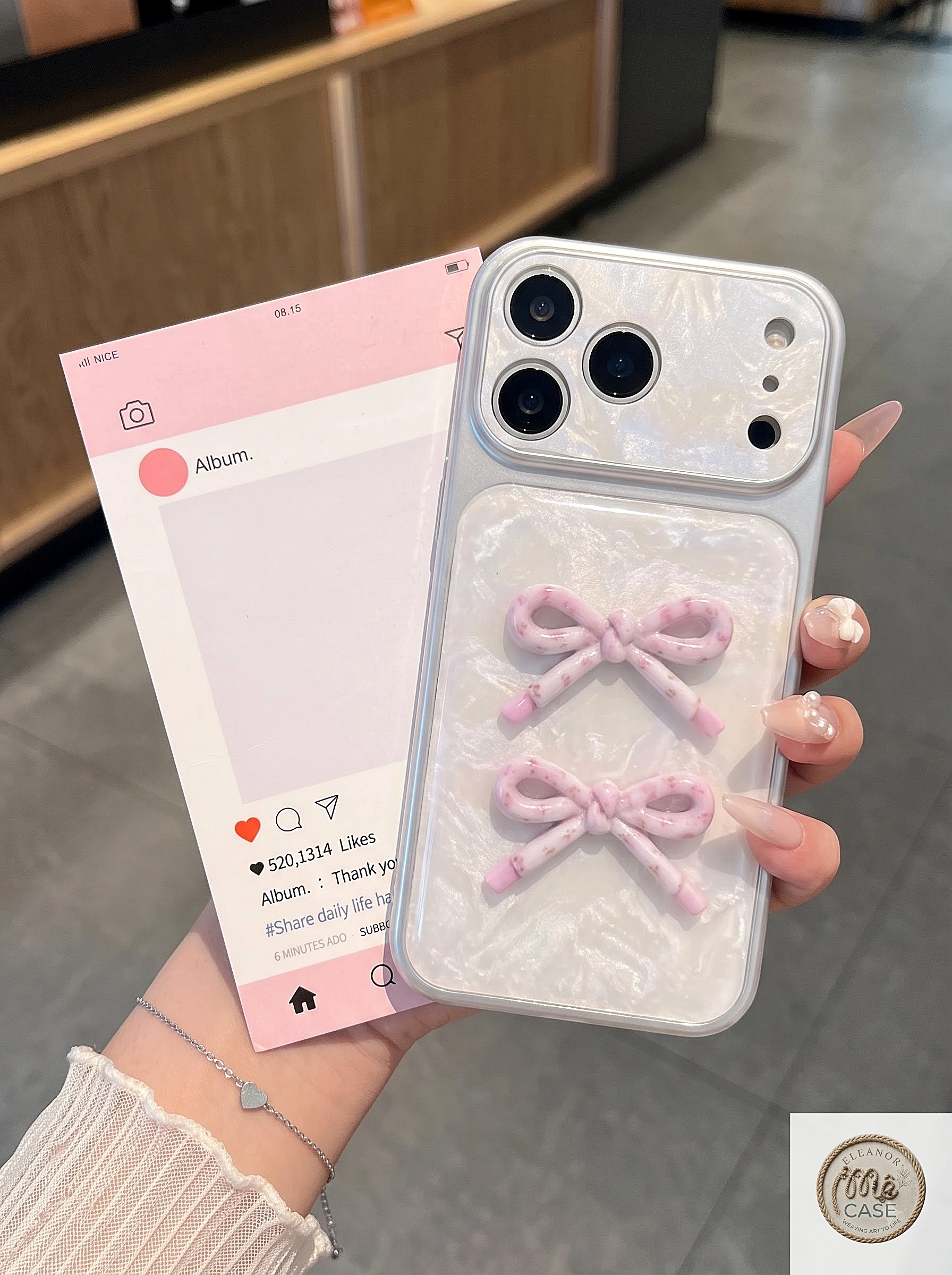 MÃ 76. Ốp Lưng Iphone _ Đính Nơ Chuẩn Phong Cách Coquette Y2K Cao Cấp