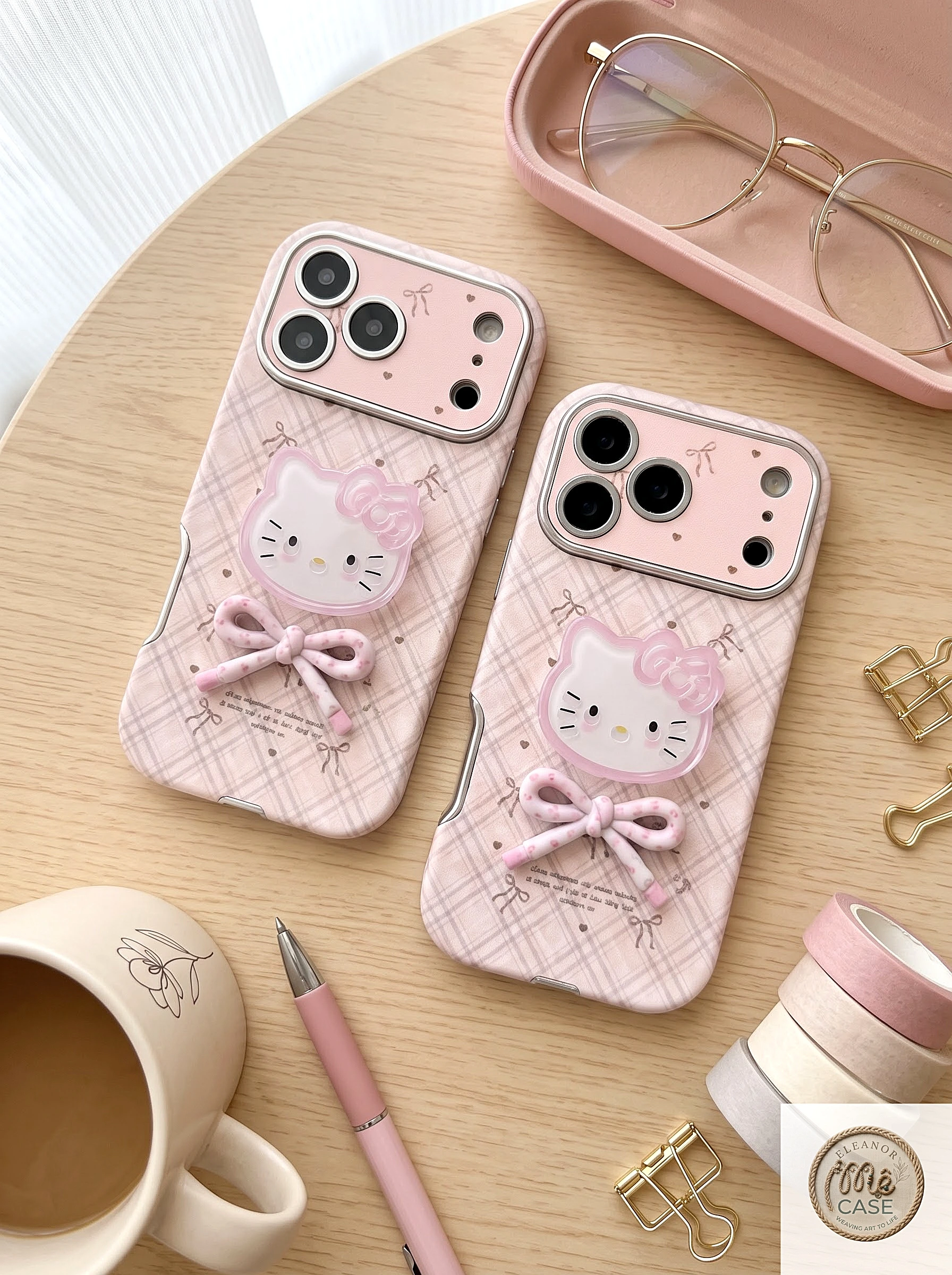 MÃ 90. 🐱🎀Ốp Lưng Iphone Mèo Kitty Nơ Caro Hồng Dịu Dàng 🌸💖_Mê Case