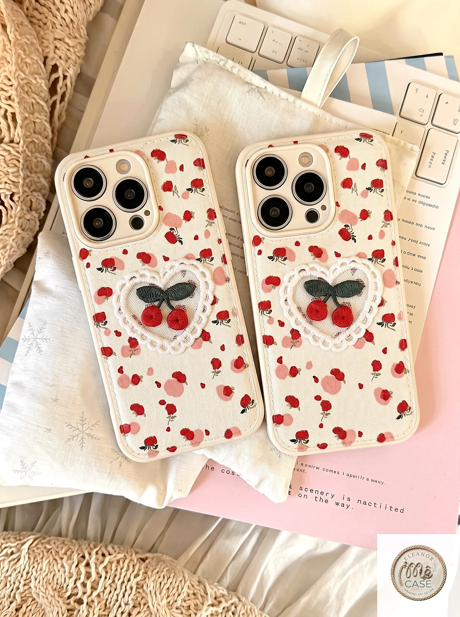 Ốp Lưng Iphone Trái Tim Cherry - Cherry Vintage Heart Xinh Yêu 😍🍒