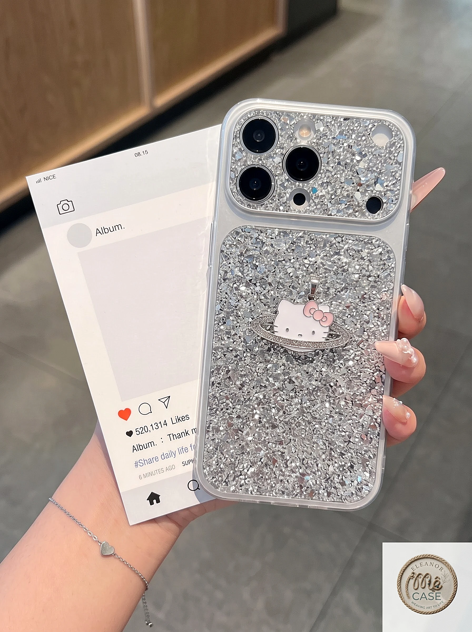 MÃ 124. Ốp Lưng iPhone Glitter Kitty - Sang Trọng và Cute