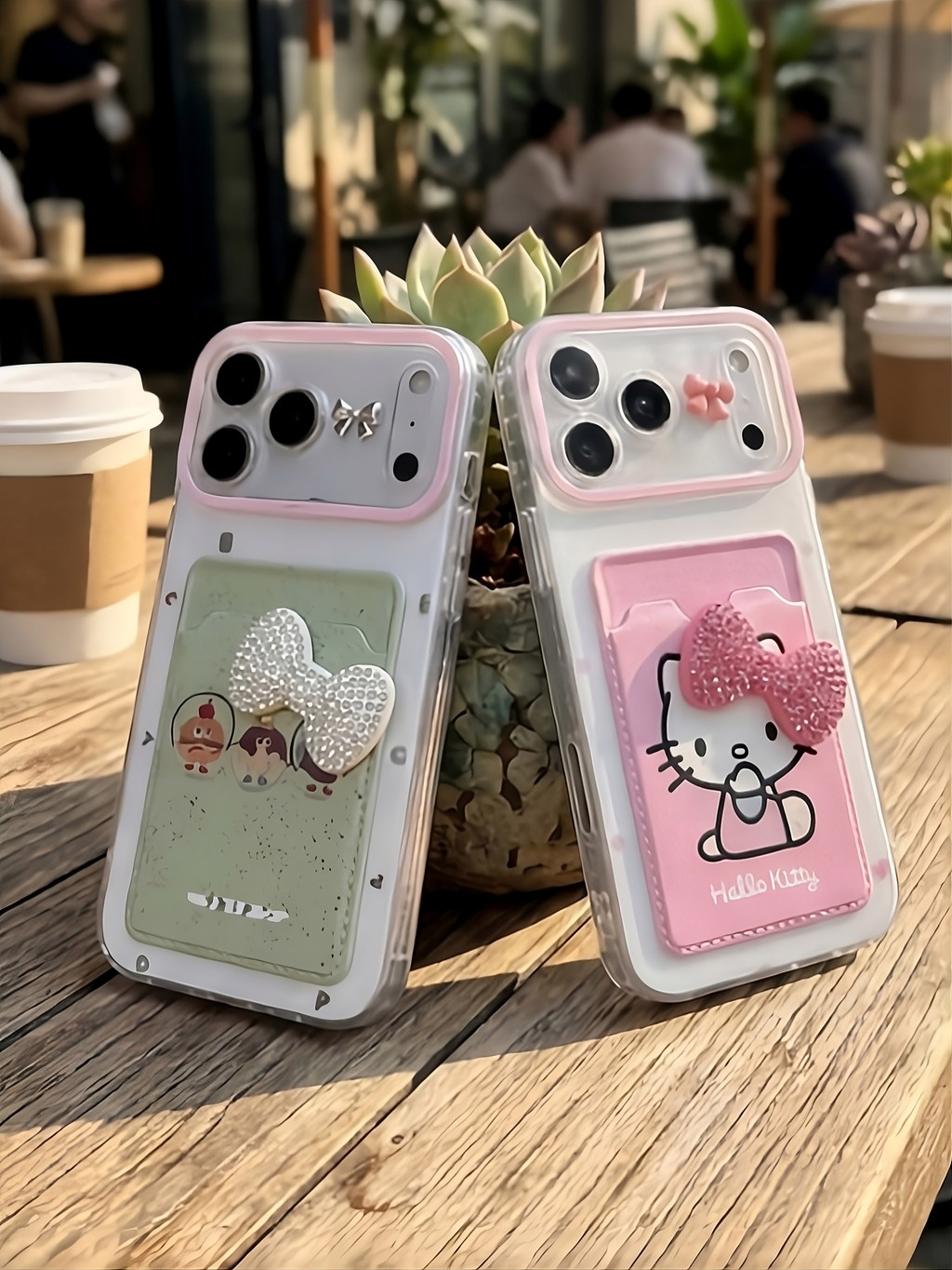 Ốp Lưng iphone_ Ốp Ví Kitty Đính Nơ 3D Dễ Thương
