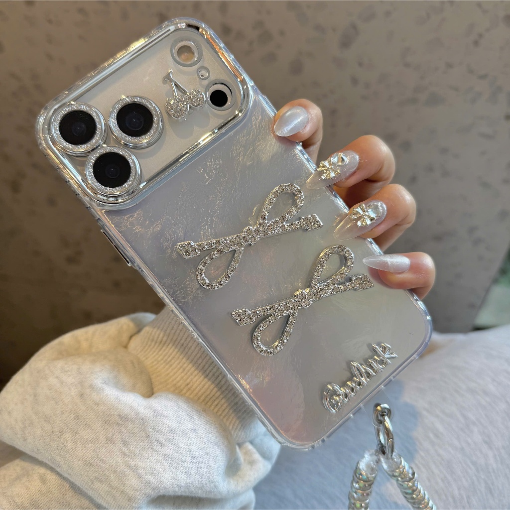 ỐP LƯNG IPHONE NƠ ĐÍNH ĐÁ LẤP LÁNH SANG CHẢNH CHO NÀNG ✨🎀-  LUXURY BLING BOW CASE + Dây