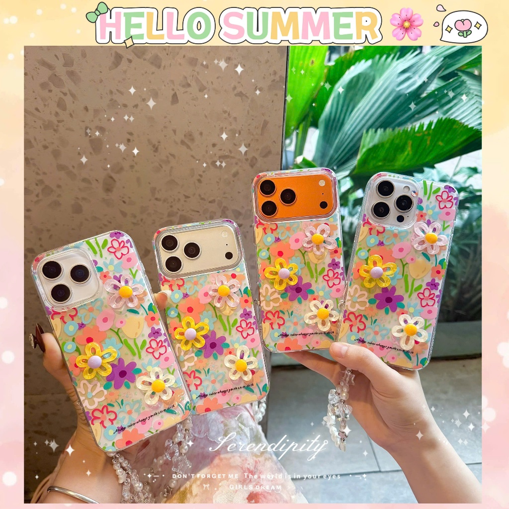 🌸✨ Ốp Lưng Iphone Vườn Hoa Summer Rực Rỡ 3D -  Summer Garden Case 🌈 Có Dây Đeo