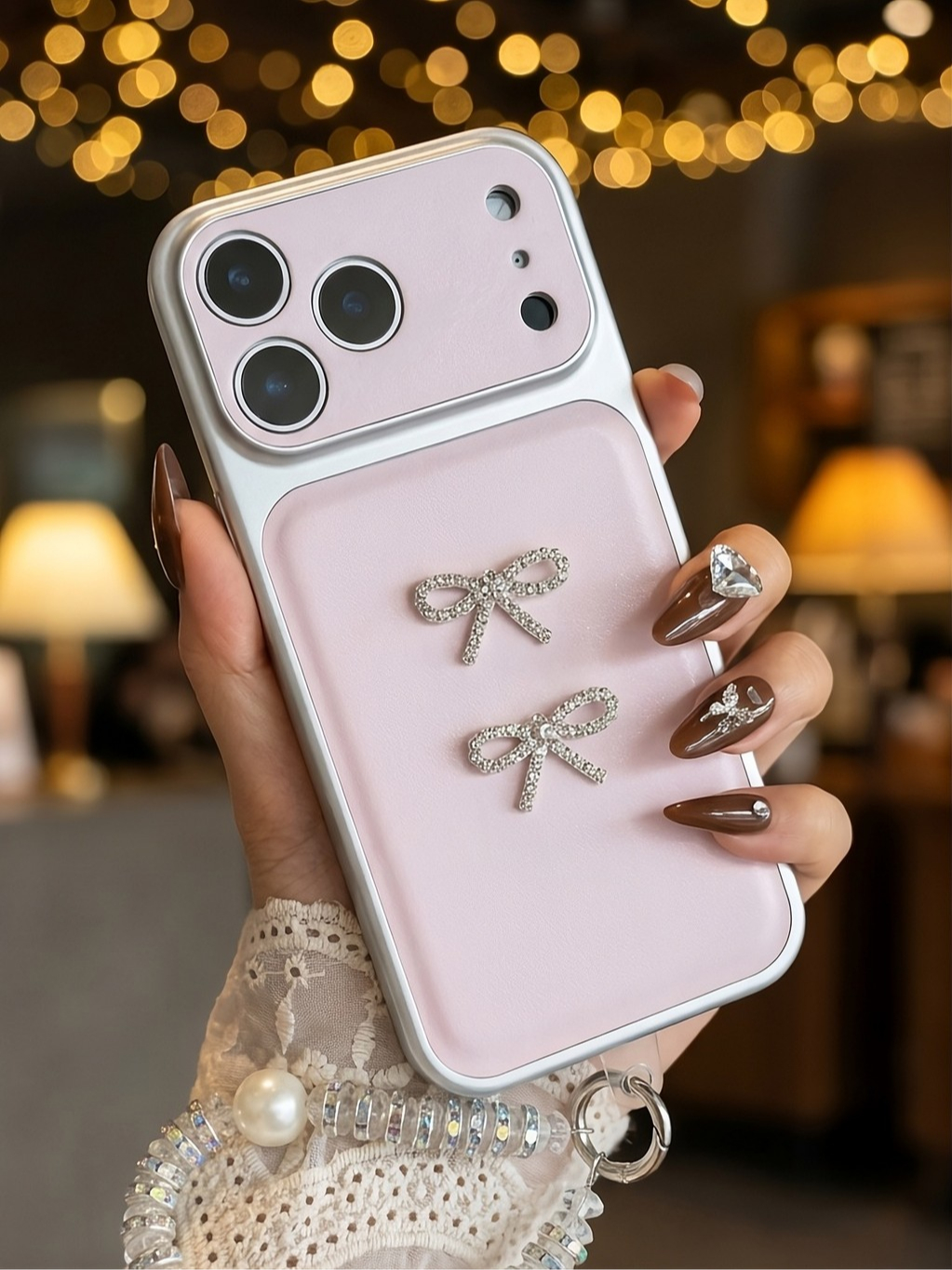 ✨ ỐP LƯNG DA DOUBLE BOW CRYSTAL – VẺ ĐẸP TIỂU THƯ SANG CHẢNH ✨