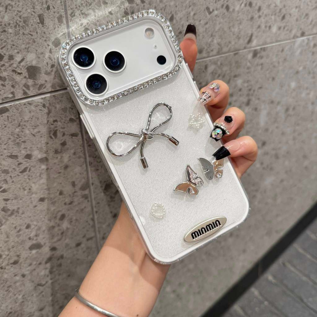 Ốp Lưng iphone Nhũ Ánh Kim Khảm Nạm Phụ Kiện Thủ Công Quý Phái - Diamond Coquette Luxury🌟
