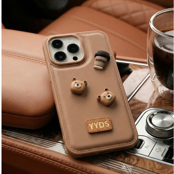 Ốp Lưng iPhone Da Cao Cấp Đính Charm Thú & Đồ Uống - Series Ốp Da Chống Bẩn