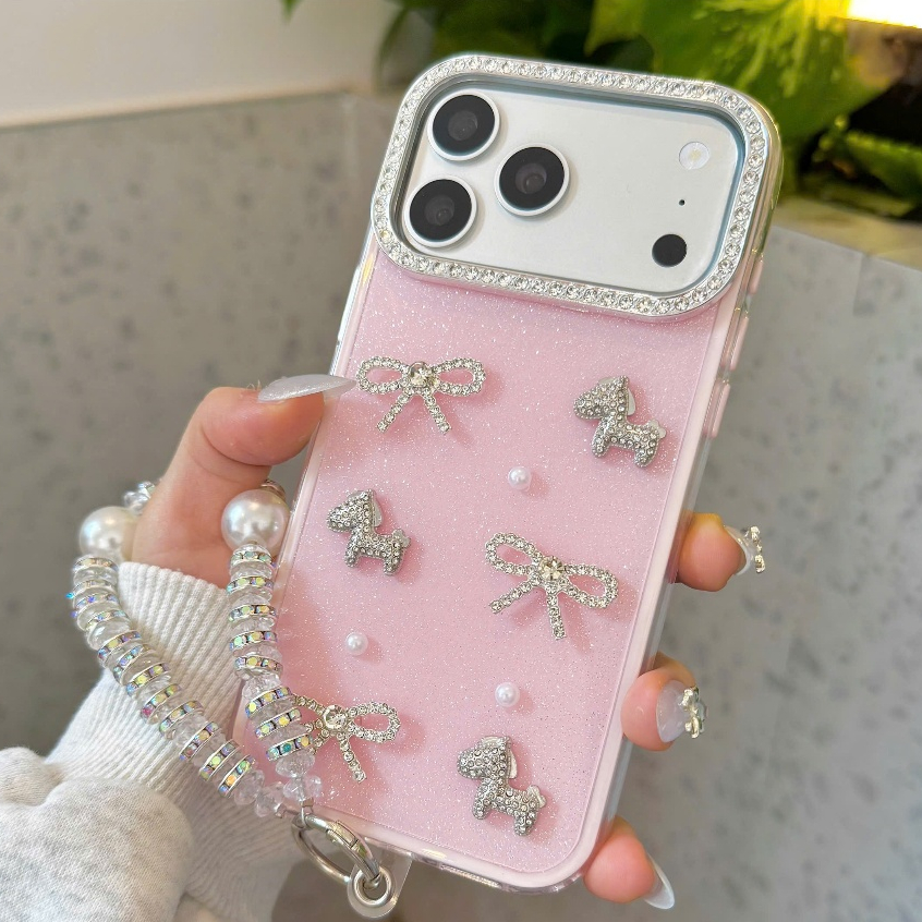 ỐP LƯNG IPHONE PONY ĐÍNH ĐÁ LẤP LÁNH GLITTER COQUETTE – DỊU DÀNG MÀ SANG 🎀💖