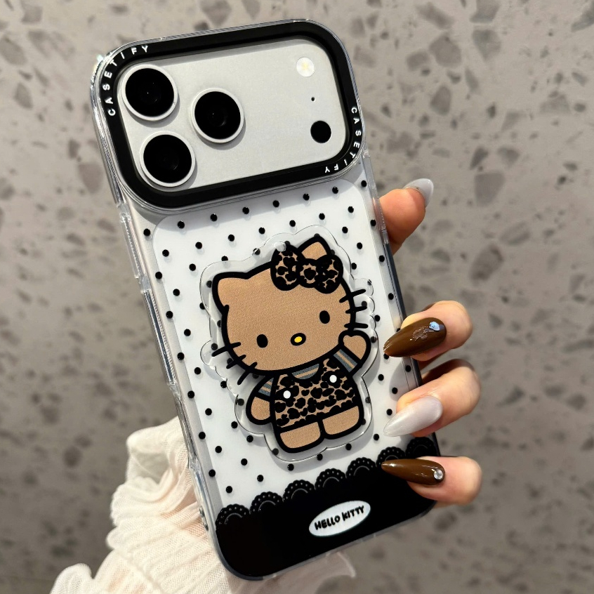ỐP LƯNG IPHONE  CASE TIFY KITTY NÂU TÂY CHẤM BI