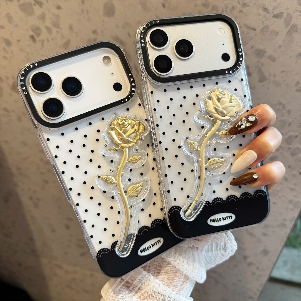 🌹ỐP LƯNG IPHONE CHARM NỔI 3D CHANH SẢ - Golden Touch Rose✨