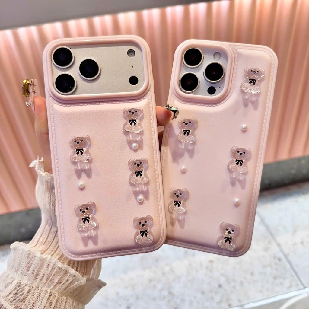 Ốp Iphone BST Jelly & Pearl Màu Hồng & Màu Cam