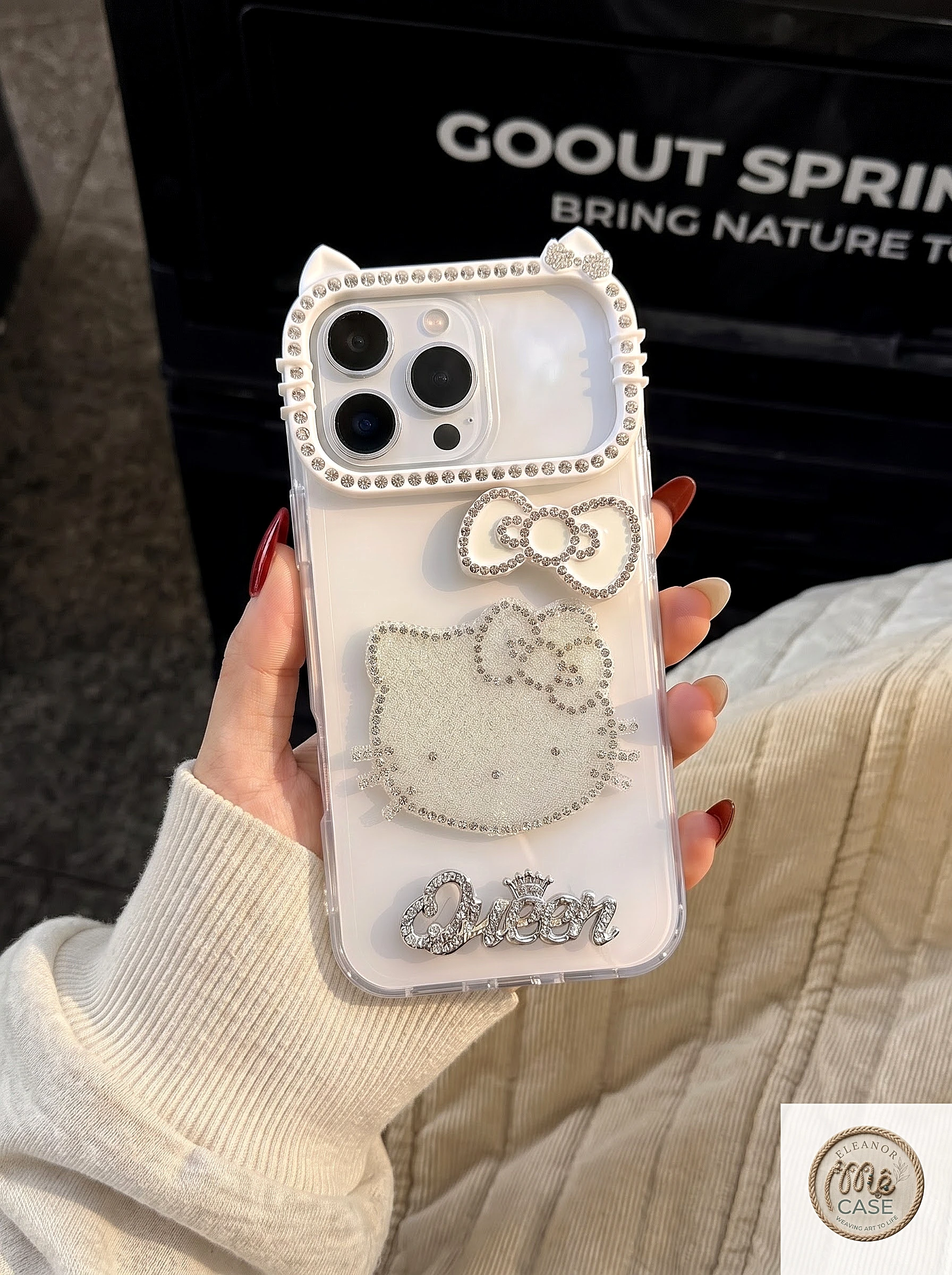 MÃ 75. Ốp Lưng Iphone Hello Kitty Đính Đá Chữ Queen